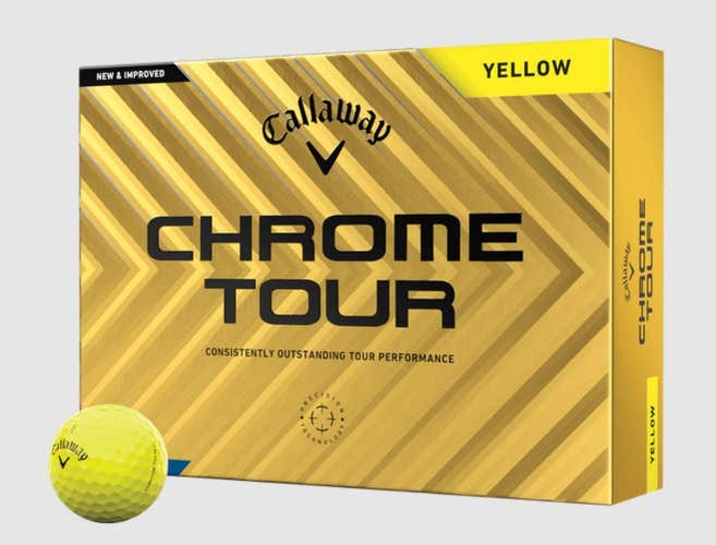 Callaway Chrome Tour Golf Balls (Yellow, 12pk) 1dz 2024 NEW