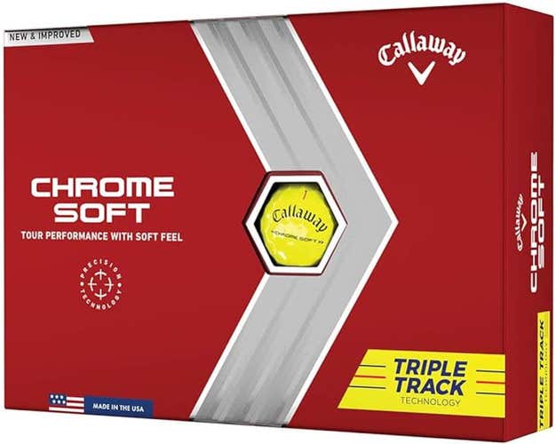 Callaway Chrome Soft Triple Track Golf Balls 2022 (Yellow 12pk) NEW