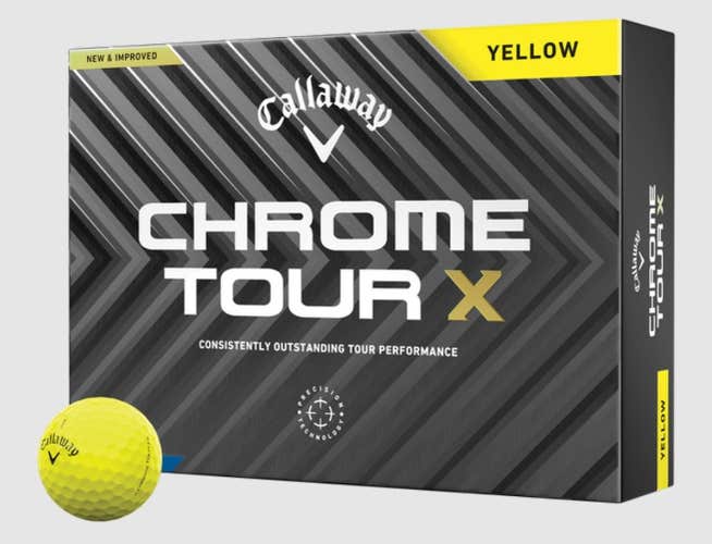 Callaway Chrome Tour X Golf Balls (Yellow, 12pk) 1dz 2024 NEW