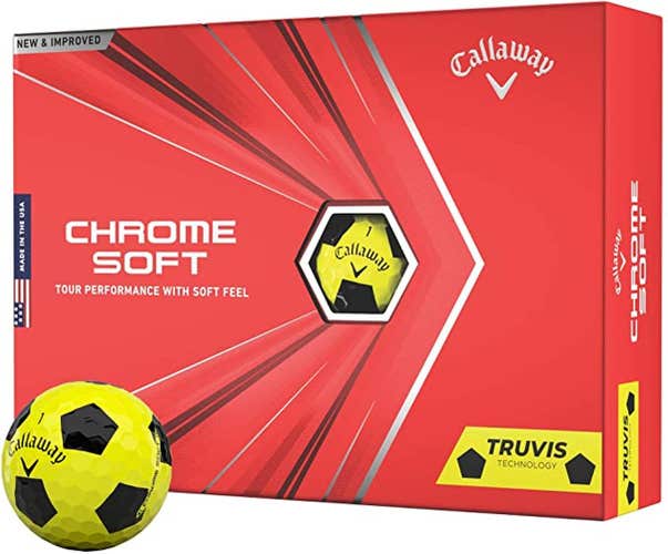 Callaway Chrome Soft Truvis Golf Balls 2022 (Yellow/Black 12pk) 1dz  NEW