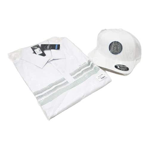 2 Pc Lot - Travis Mathew Surf Slang M Shirt + The Patch Mesh Snapback Hat 2023