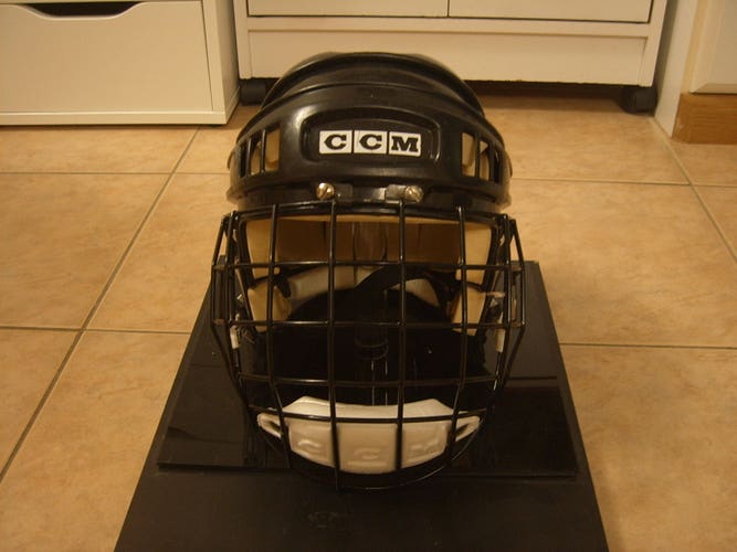 Great Vintage Condition CCM HT2 Hockey Helmet sz Large Black Color w/Cage
