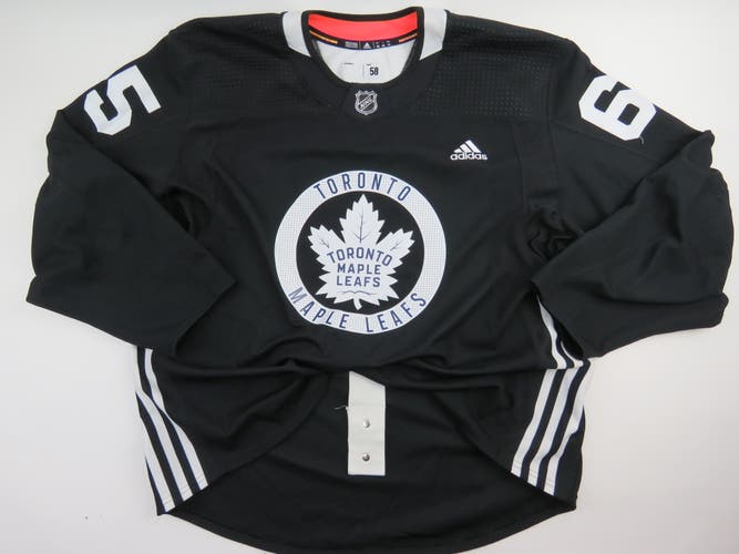 Adidas Toronto Maple Leafs Practice Worn Authentic NHL Hockey Jersey Black #65 Size 58