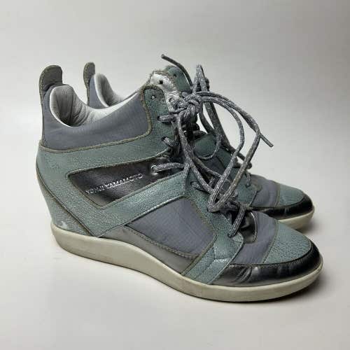 Y3 Yohji Yamamoto Wedge Heel Sneaker Shoe Silver Gray Women's Sz 9 / 40