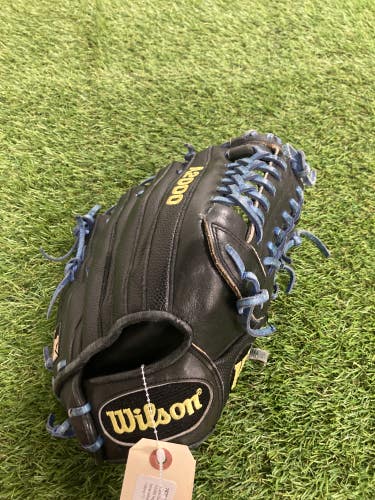 Black Used Wilson A2000 Right Hand Throw Infield Baseball Glove 12"