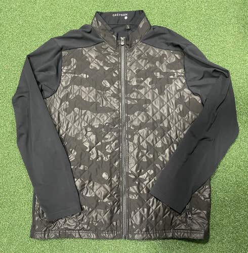 Greyson Black Quilted Camo Golf Jacket Size Large Great Shape