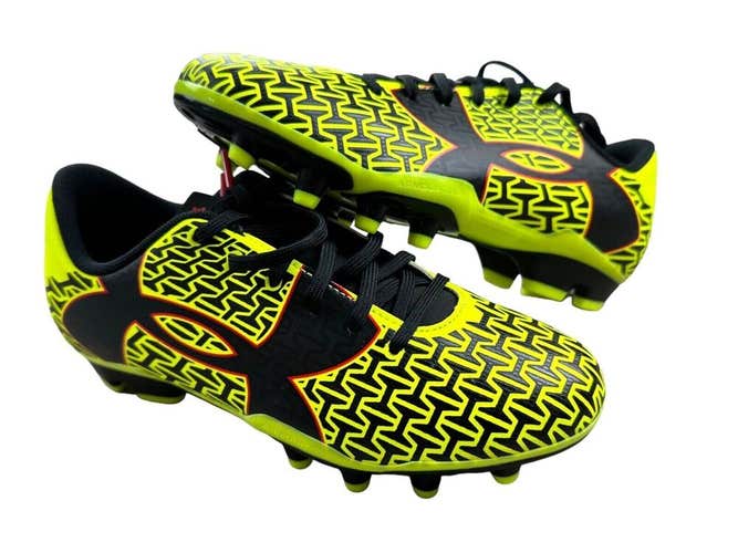 Under Armour UA B CF Force 2.0 FG JR Soccer Cleats Yellow Rocket Red Black 4Y