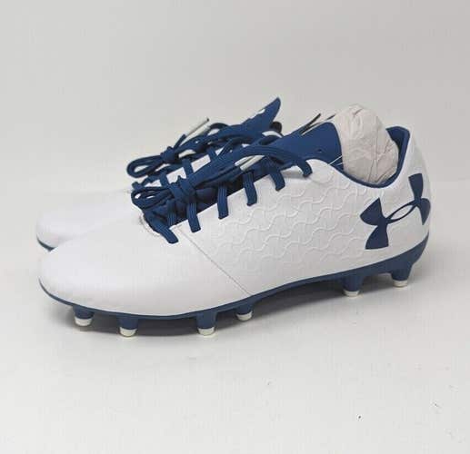 Under Armour  UA Team Magnetico Select FG Youth Soccer Cleats White Blue 6.5