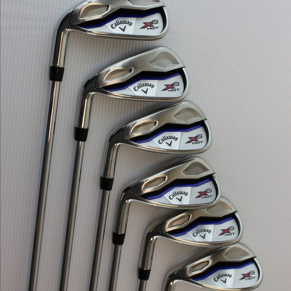Used Callaway X2 Hot Left Hand Iron Set 6 Pieces Steel Shaft (6,7,8,9,PW,SW)