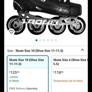 New Inline Skates Regular Width Size 5
