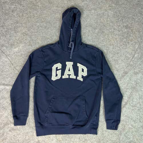 Gap Mens Hoodie Extra Small Navy Gray Zip Sweatshirt Spellout Logo Sweater Top
