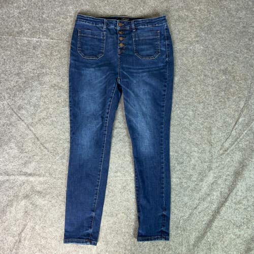 Judy Blue Womens Jeans 32 Blue Denim Skinny Pant High Rise Button Fly Stretch