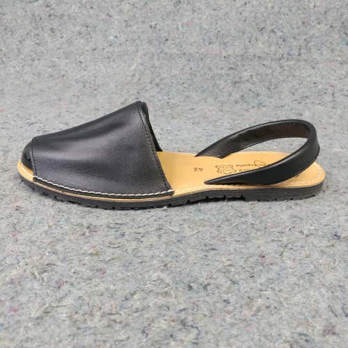Avarcas Menorquina Womens 42 EU Sandals Black Leather Peep Toe Slingback Shoes