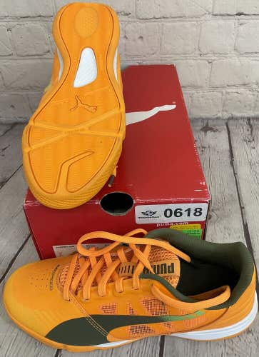 Puma evoSPEED Sala 103140 07 Men's Shoes Color Orange Olive Sharp Green Size 4.5