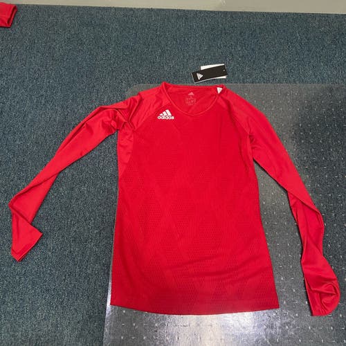 New Adidas Womens Small Volleyball Red Longsleeve