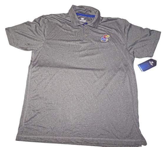 Kansas University NCAA JayHawks - Mens Grey Shirt L - Collared Polo Tee Large