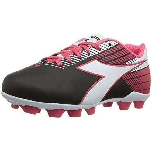 Diadora Ladro MD JR 716616 816 Kid's Soccer Cleat Shoes Black White Pink Size 10