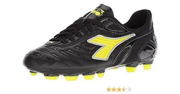 Diadora Maracana L W Adult Soccer Cleat Shoes Color Black Fluo Yellow Size 5