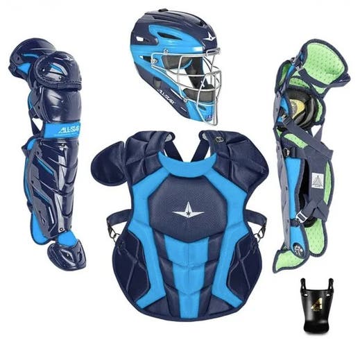 All Star System 7 Axis Youth 10-12 Catchers Gear Set - Navy Sky Columbia Blue