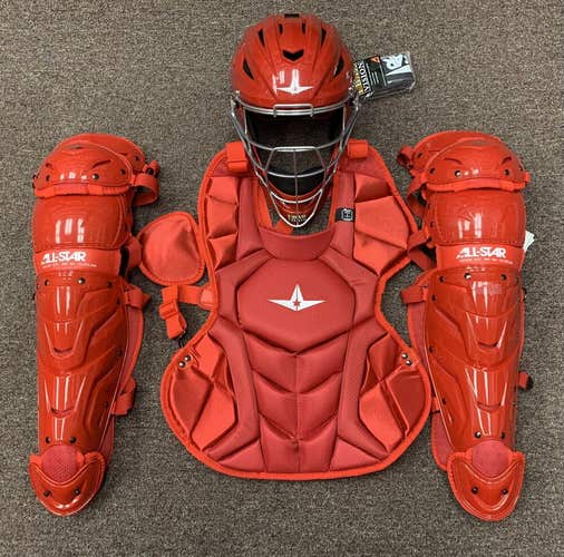 All Star System 7 Axis Intermediate 13-16 Catchers Gear Set - Solid Red