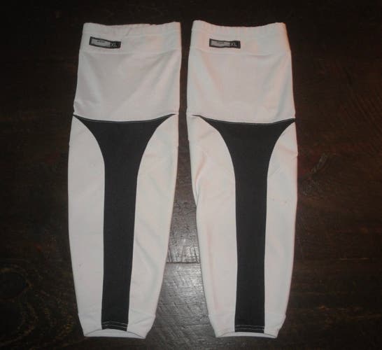 Rare Pro Stock Reebok Edge Hockey Socks XL WHITE WITH BLACK Return CCM