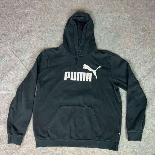 Puma Mens Hoodie Large Black White Panther Sweatshirt Sweater Sports Lounge Gym