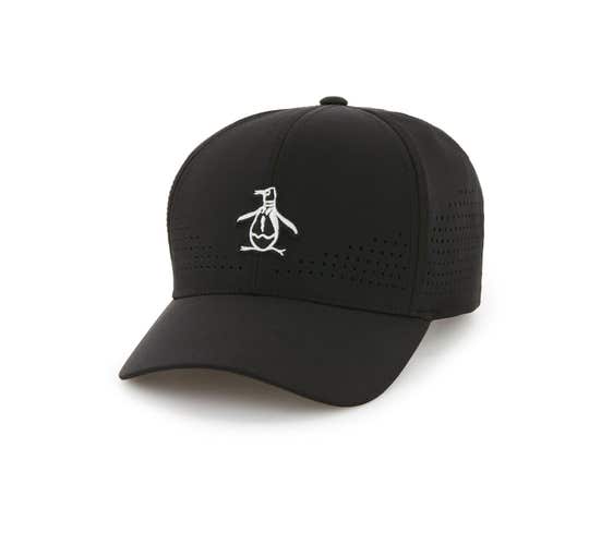NEW Original Penguin Country Club Perforated Black Adjustable Hat/Cap