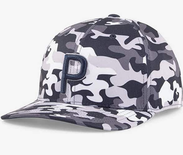 NEW Puma Camo Pattern Navy/High Rise Snapback Golf Hat/Cap