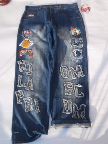 OUNK NBA Teams Denim Blue Jeans Pants NWT Officially Licensed Blue