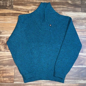 Vintage Cabelas Wool Knit Sweater Ladies Size Small 1980s Rare Button Loop Shawl