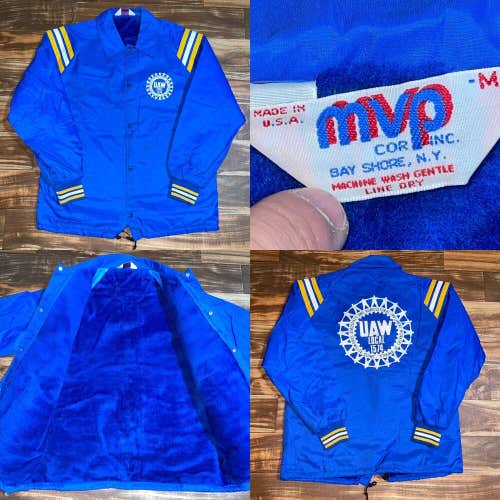 Vintage UAW Local 1574 Fleece Lined Jacket Blue Men’s Size Medium RARE