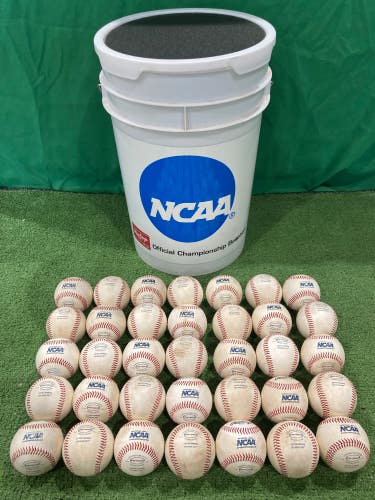 Used 35-pack Rawlings NCAA Championship Stamped Baseballs 35 Pack + coaches bucket