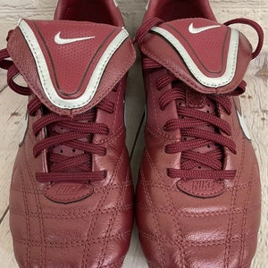Nike Tiempo Mystic III FG Youth Football Cleat Shoes Burgundy Platinum Size 4.5