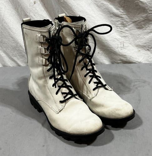 Sorel Phoenix NL3155-920 White Leather Side-Zip Combat Boots US 11 EU 42