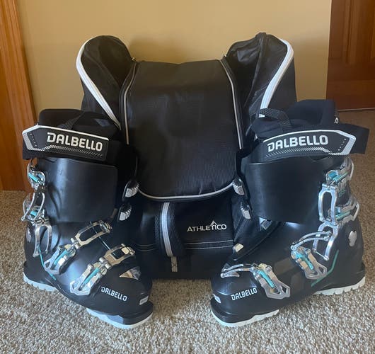 2021 Dalbello Ultra 65 Women’s Ski Boots (Size 25.5) plus Athletico Ski Boots Bag