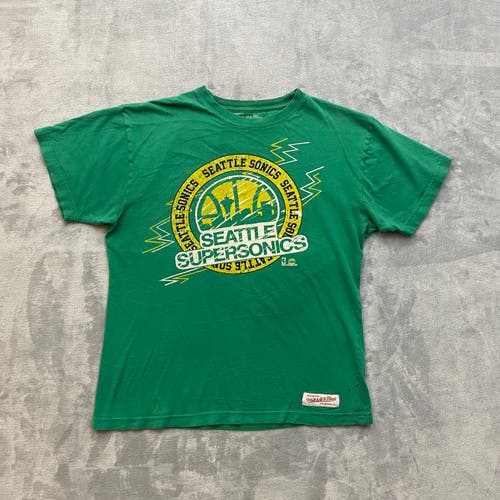 Mitchell Ness SEATTLE SUPERSONICS Retro T-Shirt Men Large Green Short Sleeve NBA