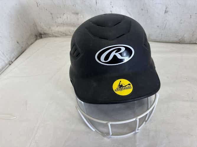Used Rawlings Rcfh 6 1 2 - 7 1 2 Highlight Softball Batting Helmet W Mask