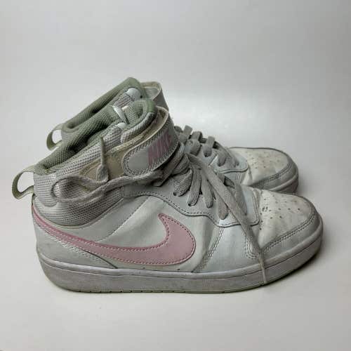 Nike Court Borough Mid 2 GS 'White Pink Foam' Sneaker Shoe High Top Sz 6Y
