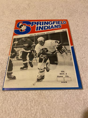 Springfield Indians AHL Hockey 1984 Program Vintage