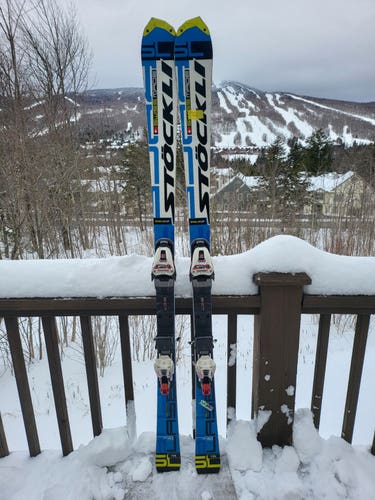 Stockli 155 cm Laser SL FIS Skis With Newer Marker Race Bindings on Piston Plates