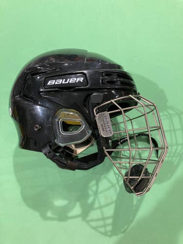 Used Large Black Bauer Re-Akt 75 Helmet W/ Titanium Cage
