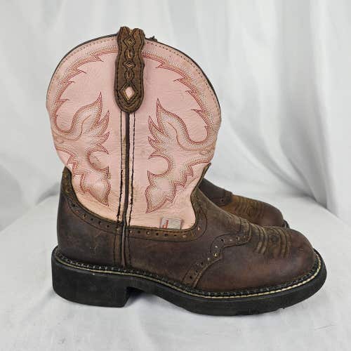 Justin Boots Gypsy Women's Sz 7.5B Western Cowboy Cowgirl L9901 Pink & Brown