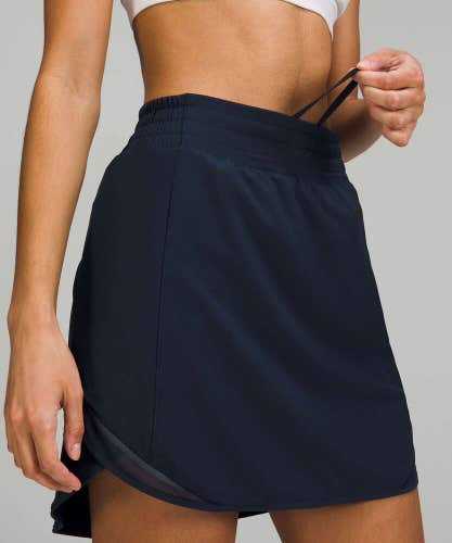 New Lululemon Hotty Hot Skirt HR Long Liner Shorts TRNV Navy Blue Size 0