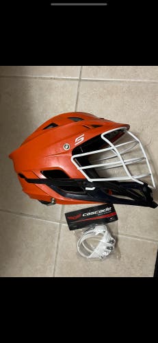 Orange lacrosse cascade S helmet