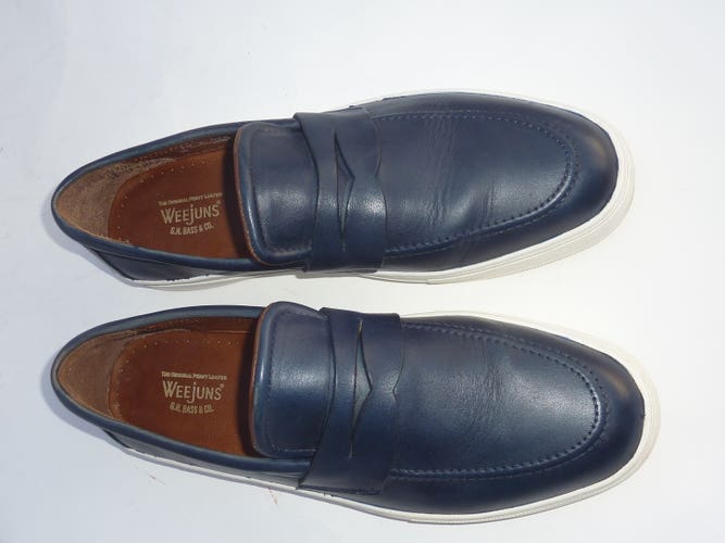 Men's G.H. Bass & Co. Weejuns Rubber Sole Penny Loafers Blue Leather Boating Style Deck Shoe Size 10