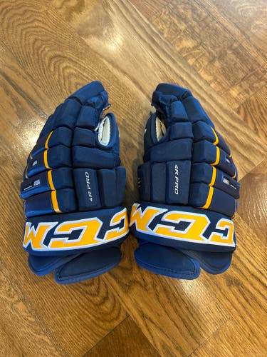 Used Navy/Yellow CCM 15" HG 4R Pro Gloves - Mint!