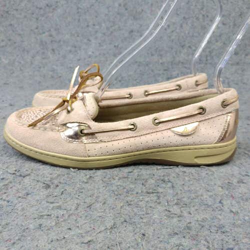 Sperry Top-Sider Shoes Womens 10 Angelfish Tan Leather Gold Metallic Slip On