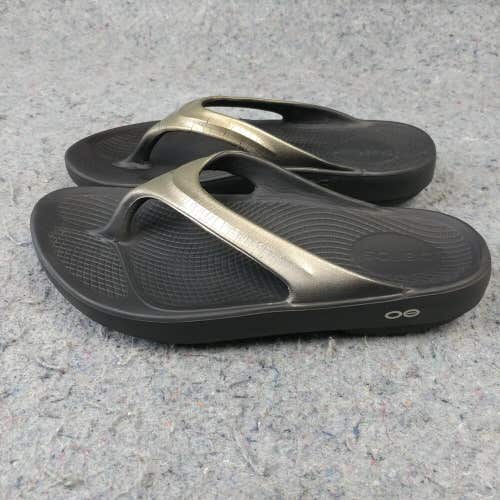 OOFOS Shoes Womens 8 OOlala Luxe Thong Flip Flops Recovery Sandals Latte Black