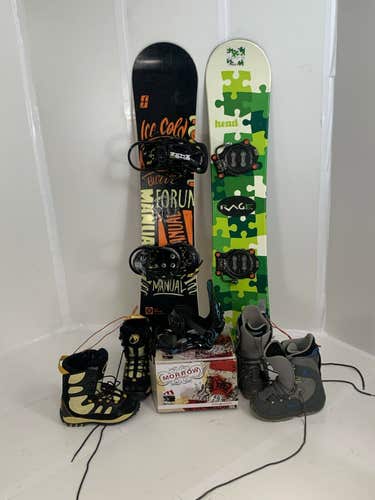 Kids & Adult Used Snowboard Packages, Board, Bindings, and Boots. Fit to order.