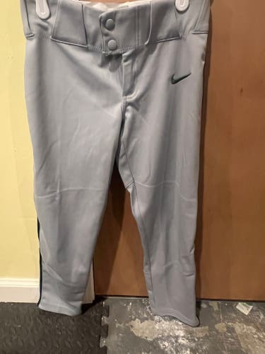 Gray Used Small Youth Nike Vapor Baseball Pants Gray With Green Piping